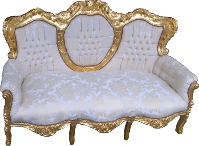Produktbild von Casa Padrino Barock 3-er Sofa King Creme Muster Gold 184 x 81 x 125 cm - Luxus Wohnzimmer Möbel