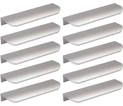 Productafbeelding van 10 x Handgreep voor kastdeuren, 350 mm, zilver, afgeronde handgreep voor kasten