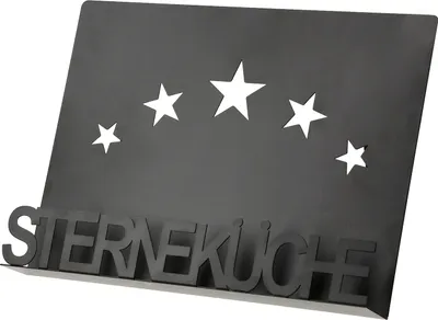 Produktbild von Gilde Kochbuchhalter, "Sterneküche", Spruch, Sternmotiv, Metall, schwarz, , L. 4,5 cm, B. 30 cm, H. 22,5 cm 69372 /Abverkauf nur solange Vorrat reicht