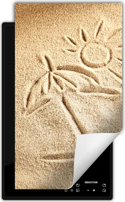 Produktbild von DarHaus Herdabdeckplatte 1 teilig 30x52 cm Anti Rutsch Matte Aufrollbar, Sand - Strand