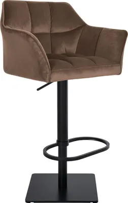Produktbild von CLP Barhocker Damaso Samtbezug drehbar und stufenlos höhenverstellbar bis 240 kg | Farbe braun Gestell Farbe schwarz