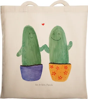 Produktbild von Mr. & Mrs. Panda Beutel Kaktus Liebe - Transparent - Geschenk, Schultasche, Kakteen, Trennung, Stoffbeutel, Shopping Tasche, Pärchen, Love, Laptoptasche, Hochzeit