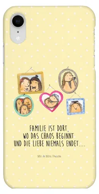 Produktbild von Mr. & Mrs. Panda Iphone XR Handyhülle Igel Familie - Gelb Pastell - Geschenk, Schwester, Bilder, Premium Kunststoff, Muttertag, Mama, Handy Case, Liebe