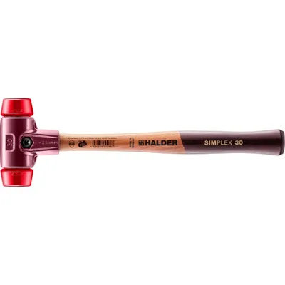 Produktbild von Halder Schonhammer Durchmesser 30mm 345g Simplex mit Schlageinsatz Kunststoff rot - 3006030