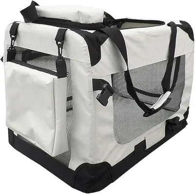 Produktbild von Faltbare Hundebox Transporttasche Transportbox Auto für Katze Hunde Große Kleine Box Bag Bed Decke Klein Auto Transport 7 Größen Taschen Fünf Farben (Creme, XXL (90 x 60 x 65 cm))