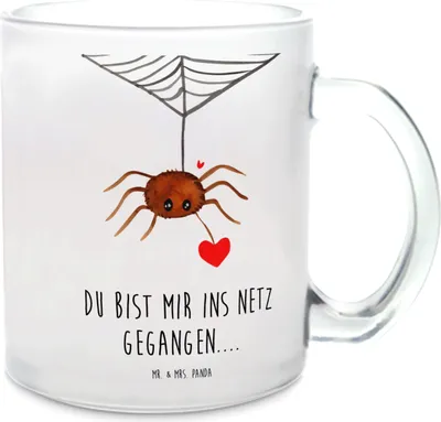 Produktbild von Mr. & Mrs. Panda Teetasse Spinne Agathe Liebe - Transparent - Geschenk, Liebesgeschenk, Trinkglas, Verliebt, aus Glas, Motivtasse, Pott, Liebesbeweis, Tee Tasse