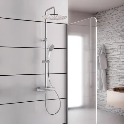 Produktbild von Kronenbach Duschsystem Aufputz mit Thermostat und Kopfbrause Ø 30 cm, rund