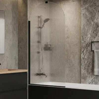 Image de Pare-baignoire flûté – 80 x 140 cm – Noir – LIVIA
