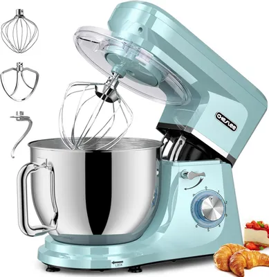 Obrázek produktu pro Kuchyňský robot, 2000 W, výkonný hnětač těsta, s funkcí hnětení a míchání, 6 rychlostí, tichý hnětač těsta, objem 8 litrů, nerezová mísa, funkce
