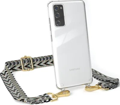 Produktbild von EAZY CASE Handykette - Verstellbarer Trageriemen kompatibel mit Samsung Galaxy S20, Handykordel mit transparenter Silikon-Hülle, Band in Grün