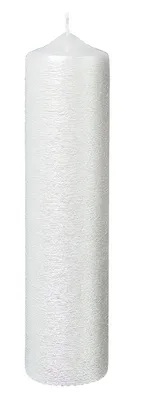 Produktbild von Stumpenkerze quer geriffelt weiß perlmutt 250/60 mm