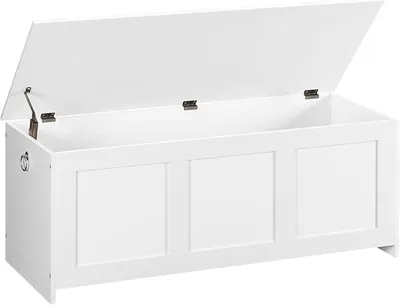 Produktbild von Truhen, Sitzbank mit Stauraum, Spielzeugkiste mit Deckel, 100 cm Aufbewahrungstruhe, Truhe mit Sicherheitsscharnier, Eingangsbereich, Schlafzimmer, Wohnzimmer, Weiß EWT141CW01G1