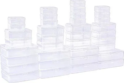 Obrázok produktu pre Balenie 36 plastových úložných boxov s vekom na drobné predmety a iné remeselné projekty (priehľadné)