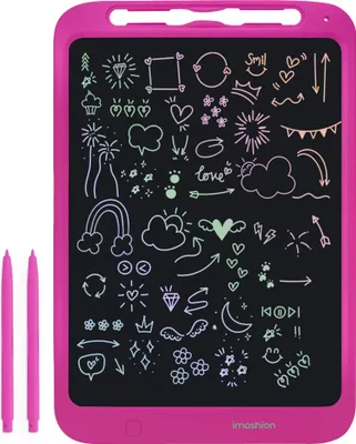 Image de imoshion Tablette à dessin LCD pour enfants - Avec écran couleur et 2 stylets - Rose vif