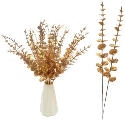 Produktbild von 24 Stück kunstliche Eukalyptusblätter, dekorative Eukalyptusstöcke, kunstliche Pflanzen, Eukalyptusstengel, Silberdollar, Faux-Pflanze für Blumenarrangements, Tischdekoration, Hochzeit.