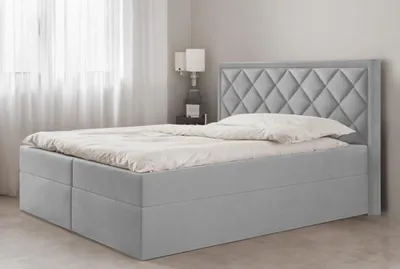 Produktbild von Bett, Boxspringbett DORMI, mit T25 Topper, Federkern, Doppelbett, Stauraum, 180x200 cm, (Hellgrau - Itaka 51)