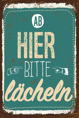 Produktbild von vianmo Holzschild 18x12 cm Ab hier bitte lächeln Lachen Glück