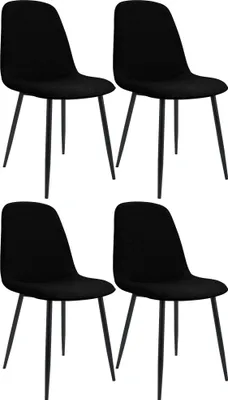 Produktbild von CLP 4er Set Esszimmerstuhl Maryam gepolstert mit Rückenlehne schwarz Material Stoff
