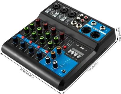 Produktbild von DJ Audio Mixer - 5-Kanal Mischpult - 48V Phantomspeisung - Für PC MP3 und Kondensatormikrofon - Live Streaming Aufnahme - Schwarz Kunststoff