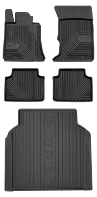 Image de Tapis en caoutchouc + bac de coffre pour Alfa Romeo Giulia 2016- (berline, sans niches latérales) – 5 pièces, noirs, sur mesure