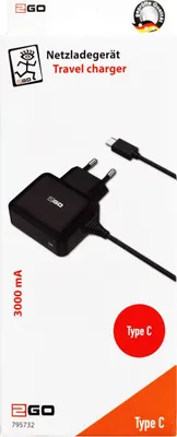 Zdjęcie produktu dla 2GO Ladegerät 12W USB-C 3.1 Stecker  Kabel  schwarz