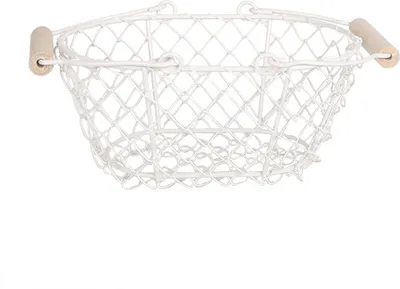 Produktbild von Clayre & Eef Aufbewahrungskorb 20x15x9 cm Weiß Eisen Oval