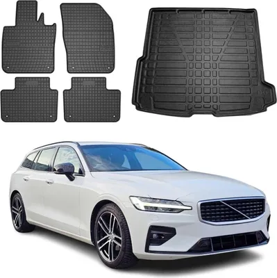 Obrázok produktu pre Sada podlahových rohoží a vložiek do batožinového priestoru pre Volvo V60 2017-2025 gumové TPE čierne 5x