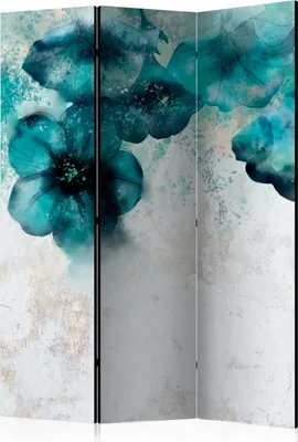 Zdjęcie produktu dla Nowość! Parawan dekoracyjny ścianka działowa ścianka działowa hiszpańska ścianka XXL NIEBIESKIE KWIATY OPTYKA BETONOWA 135x172 cm b-A-0771-z-b