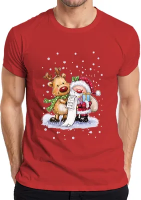 Produktbild von Santa Klaus Rudolf Rentier Schnee - Weihnachten Weihnachtsgeschenk Christmas Herren T-Shirt, Rot, L