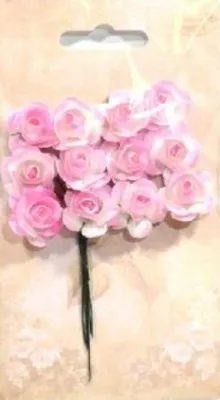 Image de Roses en papier 12pcs rose et blanc