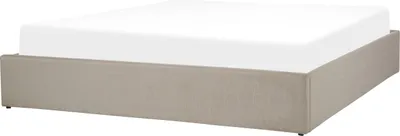 Obrázek produktu pro BELIANI postel světle hnědá čalouněná manželská 180 x 200 cm s úložným prostorem se zvedacím rámem bez opěrky hlavy
