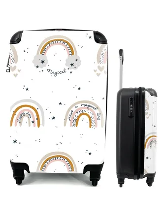 Produktbild von MuchoWow® Koffer Handgepäck Trolley Rollkoffer Kleine Reisekoffer mit 4 Rollen - Muster - Regenbogen - Zitate - Cabin Size < 55x40x23 cm & 55x40x20 cm - Kinderkoffer - Kabinenkoffer - Boardgepäck - Reise-Box - Reisekoffer - Reisegepäck - Koffer mit Bild - Trolley für Kinder