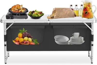 Productafbeelding van Opvouwbare Campingkeuken - Mobiele Keuken - Outdoor Koken - Verstelbare Hoogte - 120 x 47 cm - Zwart