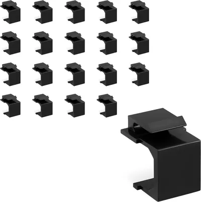 Produktbild von kwmobile 20x Keystone Blindabdeckung - Keystone Abdeckung Netzwerkdose - Buchse Einsätze Set - Patch Panel Staubschutz Buchsenabdeckung - Schwarz