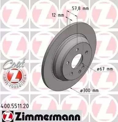 Produktbild von 2x ZIMMERMANN Bremsscheibe 400.5511.20 passend für MERCEDES-BENZ V-Klasse (W447)