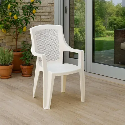Produktbild von Dmora Outdoor-Stuhl Masainas Weiß, ein stapelbarer Stuhl