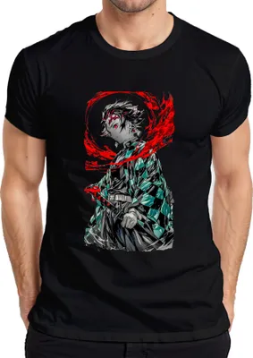 Zdjęcie produktu dla Tanjiro Kamado Demon Slayer Anime Sword Blood Manga Gift Koszulka męska, Czarny, S