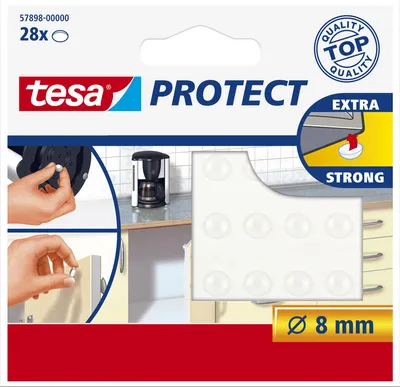 Immagine prodotto di tesa Protect noise tappo antiscivolo, rotondo, diametro: 8 mm autoadesivo, trasparente, in scatola pieghevole appesa (57898-00000-00)