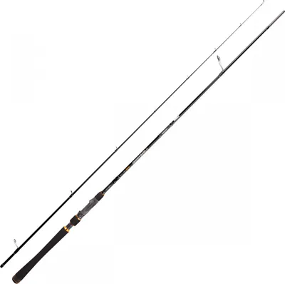 A fishing rod is shown diagonally against a white background.