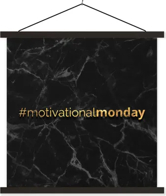 Produktbild von MuchoWow® Textilposter Zitate - Motivation - Marmor - Gold 90x90 cm mit schwarzem Rahmen - Magnetisches