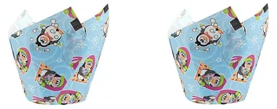 Muffin-Tulpen-Wraps mit Pinguinmotiv, 48 Stück, 16x16 cm