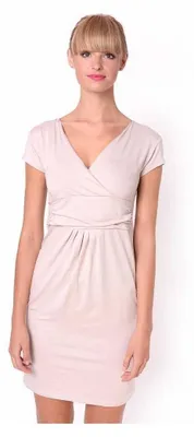 Produktbild von Damen MAMA Minikleid V-Ausschnitt Umstandsmode; Beige XS/S 34/36