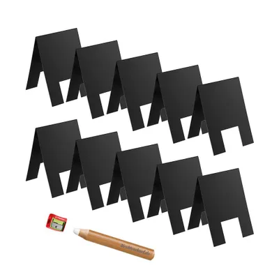 Produktbild von Vorteilspack 10x Tischkreidetafel „A-Form" + 1 Kreidestift und passendem Spitzer