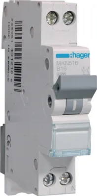 Produktbild von LS-Schalter 1P+N 6kA B-Charakteristik 16A Hager MKN516