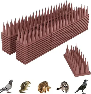 Obrázek produktu pro Plastové hroty proti ptákům, 5,7 m, 3 řady, na balkon, 20 kusů, hnědé