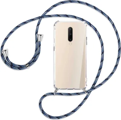 Produktbild von Handykette Backcover-Schutzhülle mit Band (Metall silberfarben) für OnePlus 7 Pro - Blautöne
