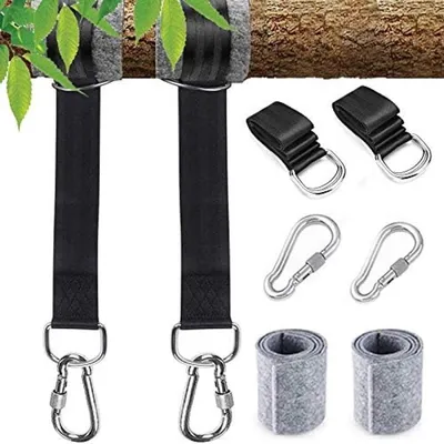 Produktbild von PolkaHome® Schaukelbefestigung Set von 2 – 3 Meter Hängemattenbefestigung mit Karabinerhaken und D-Ringen – Bis 1000 kg Tragfähigkeit