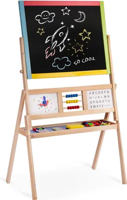 Produktbild von Ricokids Große magnetische Kreidetafel mit drehbarer Uhr - Mehrfarbig