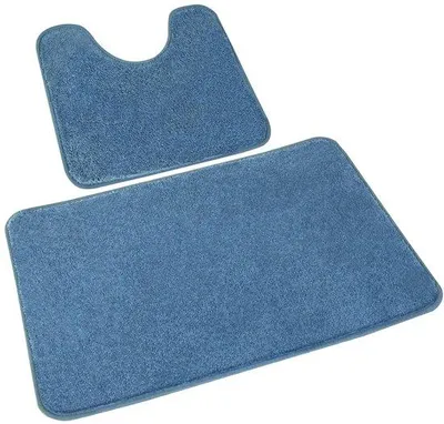Immagine prodotto di Set di tappetini da bagno in morbida microfibra, antiscivolo, lavabili, azzurro, 50x80 cm