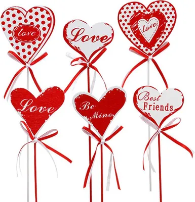 Produktbild von Romantische Herz-Blumenstecker für Valentinstag und Feste, 6 Stück